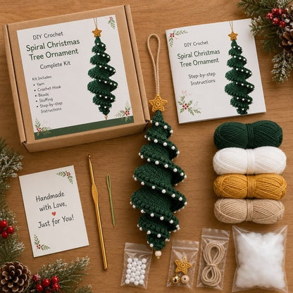 🔥 LAST DAY 49% OFF – ☃️ Crochet Snowman Spiral Ornament DIY Kit | Complete Beginner-Friendly Set with Soft Yarn, Crochet Hook, Festive Beads, Snowflakes & Step-by-Step Guide 🧶🎄✨