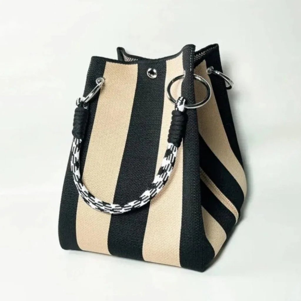 🏆 Limited-Time Sale: 60% OFF 🌴 Boho Striped Knit Bucket Handbag for Women – Handmade Summer Beach Shoulder Bag