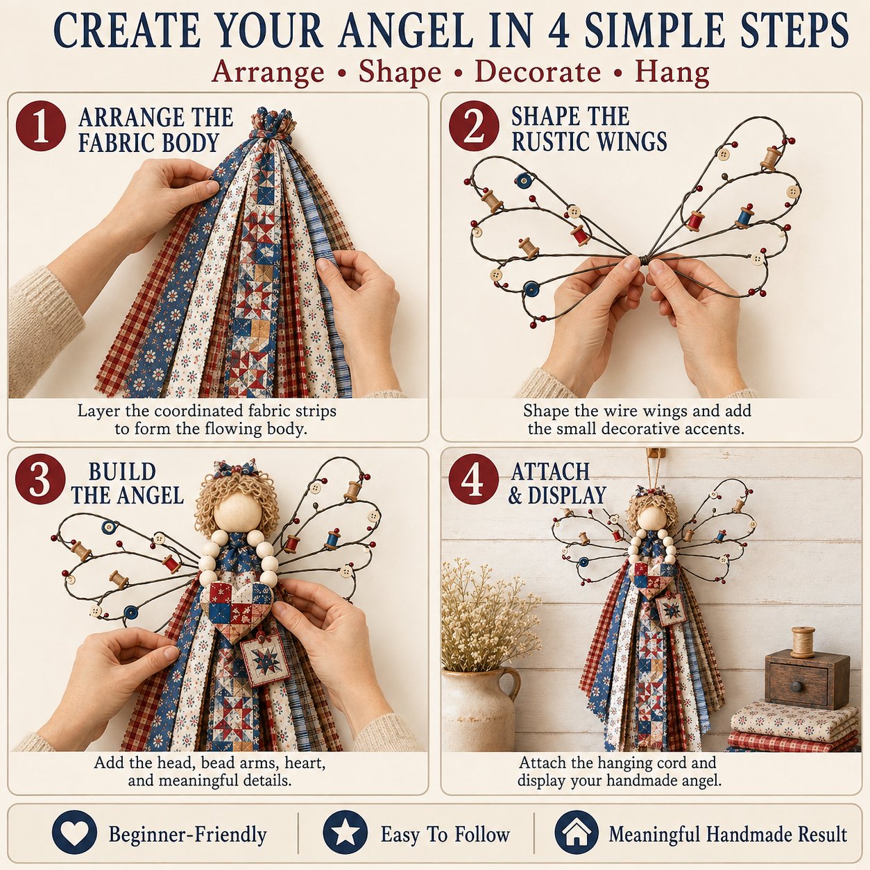 🪽 Angel Fabric Hanging DIY Kit - Stitch a Little Blessing That Stays Forever