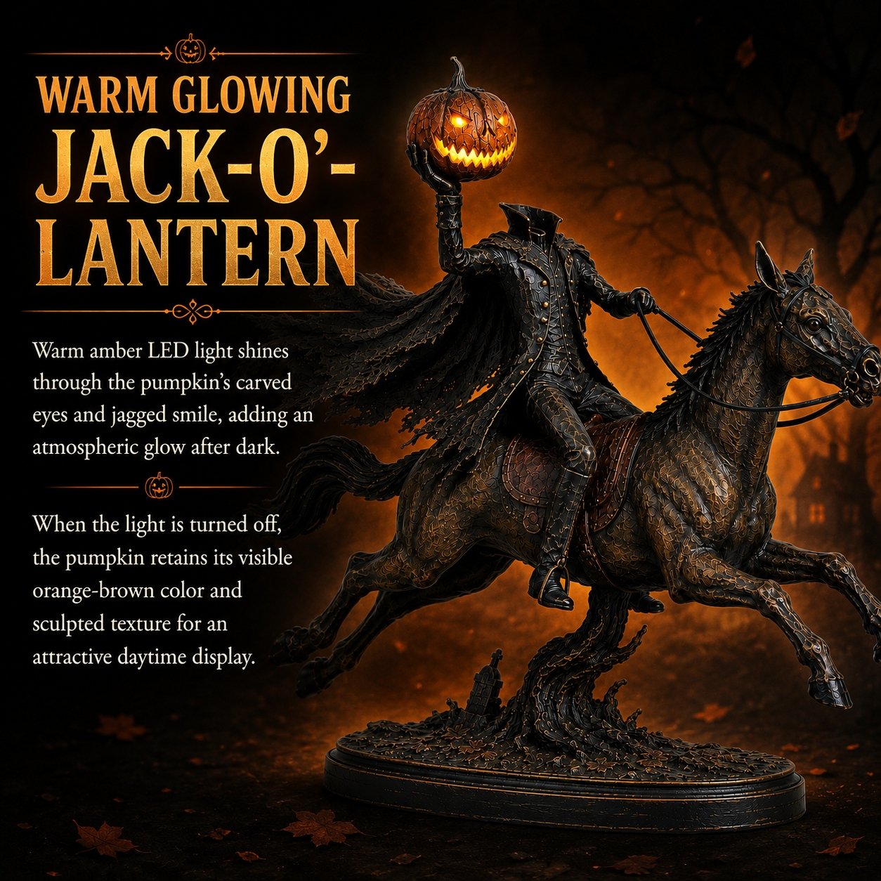 ⏰Limited Stock 50% OFF - 🎃🏇Midnight Chase Headless Horseman Statue✨
