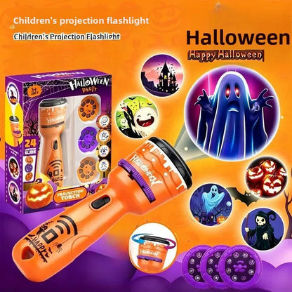 🔥HOT SALE 49% OFF -🎃👻Kids Halloween Christmas Projection Flashlight Toy – Create Magical Bedtime Stories With 24 Festive Light Slides