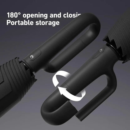 Portable Automatic Folding Umbrella, Windproof Waterproof with Loop Buckle