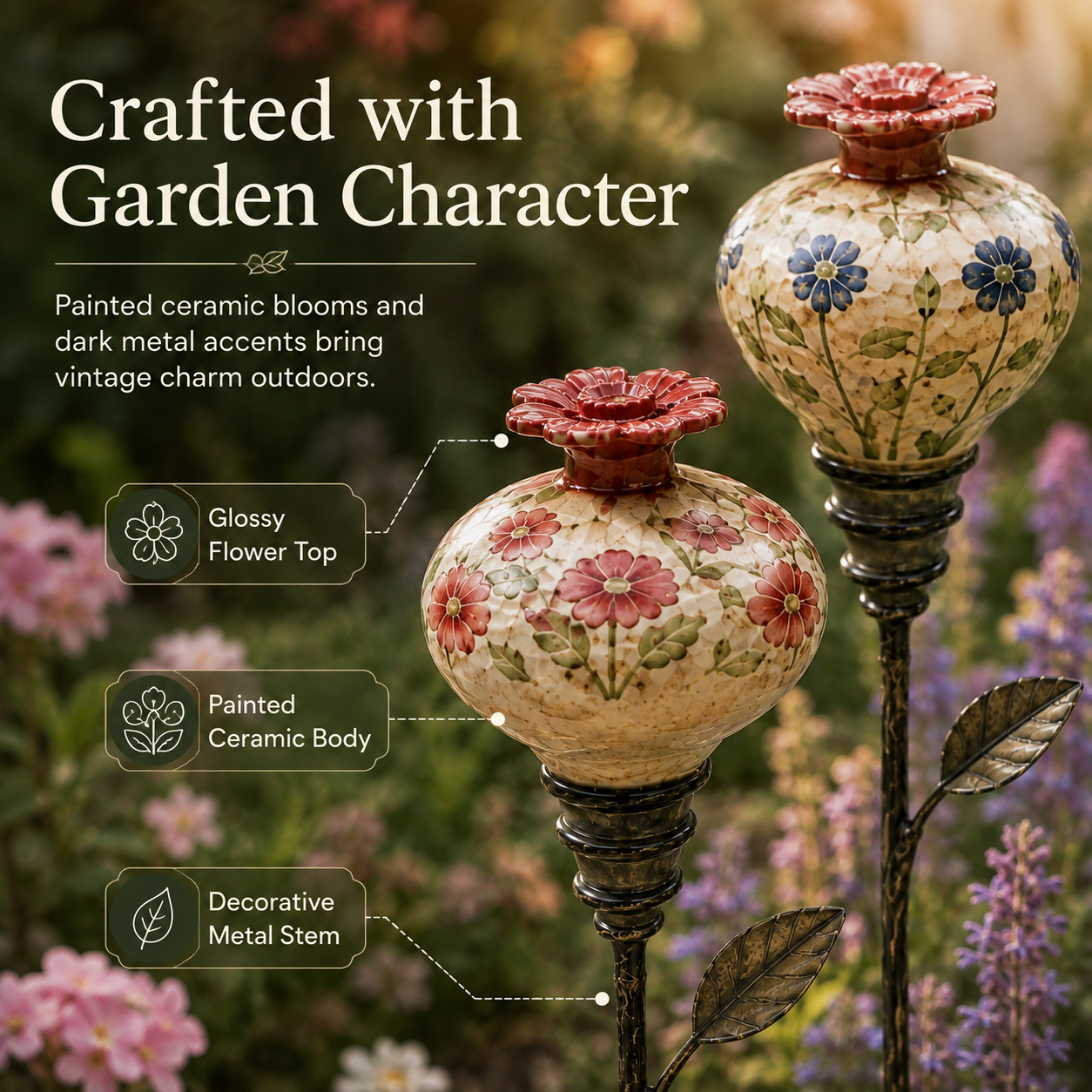Retro hummingbird feeder garden pole