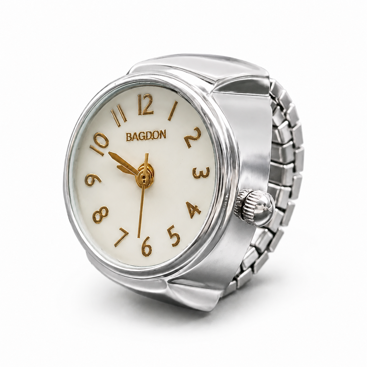 Vintage Gold-Tone Ring Watch – Green Roman Numeral Dial for Men & Women