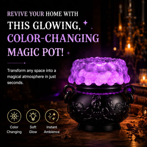 🔥Last Day 49% OFF - 👻✨Light-up Color-changing Cauldron Waterglobe 3-Wick Candle Holder