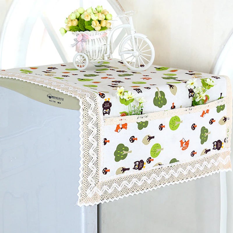 💖LAST DAY SALE!!💖✨Cotton Linen Refrigerator Dust Cover with Pockets