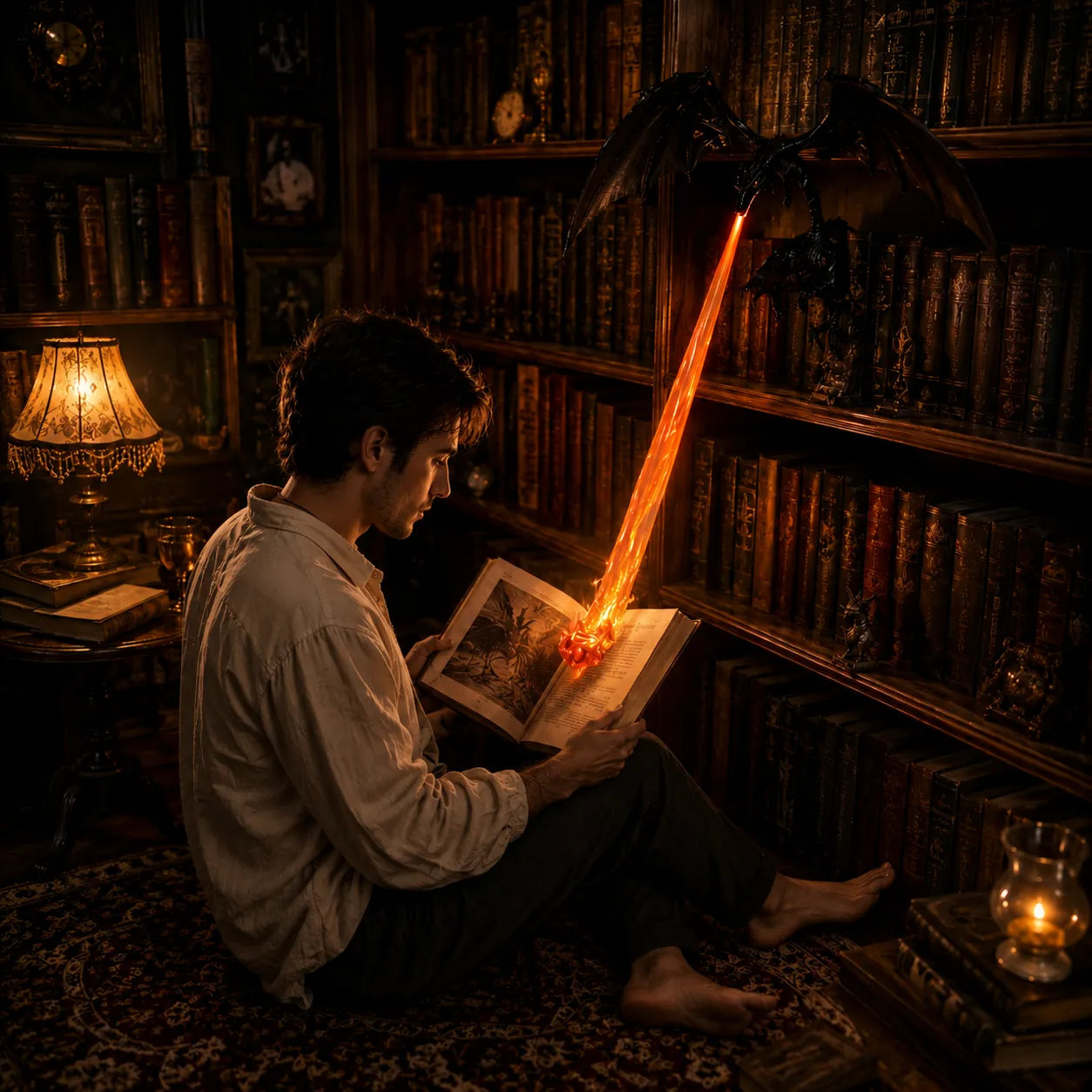 Dark Aesthetic Dragon Bookshelf Ornament for Home Study Scene