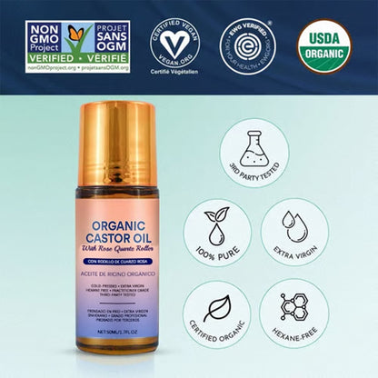 🌿 Refresh & Revive - ✨ Organic Castor Oil Roll-On - For Radiant Skin, Lush Hair & Relaxation