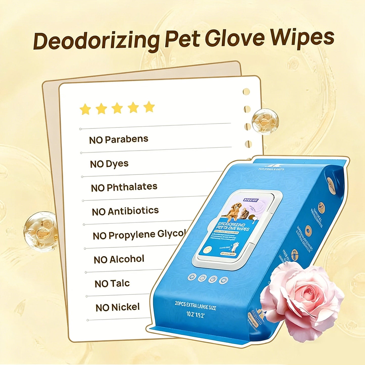🔥20Pcs Deodorizing Pet Glove Wipes