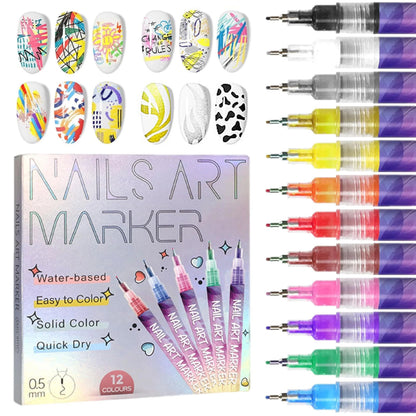 🎅🌟CHRISTMAS SPECIAL DISCOUNT:$16.99⏳12 Colors Nail Art Pens Set🎨💅