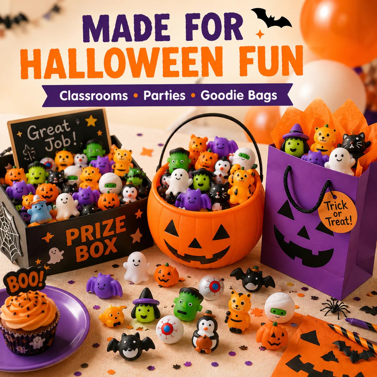🔥Last Day 50% OFF - 🎃 30PCS Halloween Mini Squishy Toys for Kids（With pumpkin bucket）