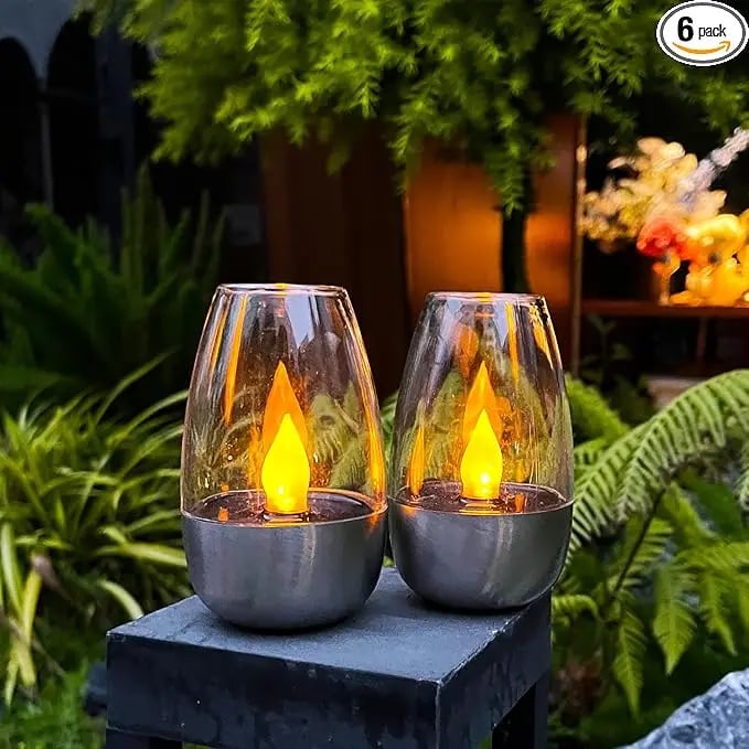 🥳6Pack Solar Power Tea Lights Outdoor Flameless Flicker