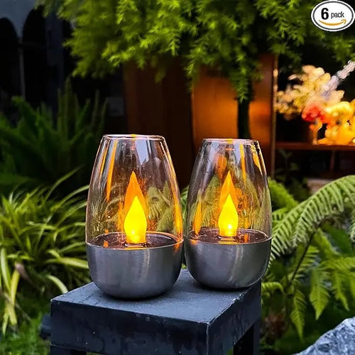 🥳6Pack Solar Power Tea Lights Outdoor Flameless Flicker