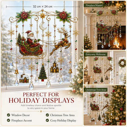 49% OFF – 🎄Handmade Christmas Stained Glass Window Hanging | Tempered Stained Glass, K9 Crystal Drops & Ready-to-Hang Holiday Decor ✨