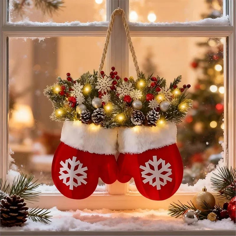 🔥49%OFF🎅 Flashing Christmas Glove Wreath · Create a warm and cosy Christmas atmosphere🧤🧦