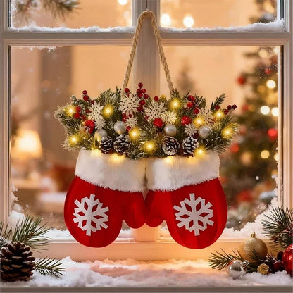 🔥49%OFF🎅 Flashing Christmas Glove Wreath · Create a warm and cosy Christmas atmosphere🧤🧦