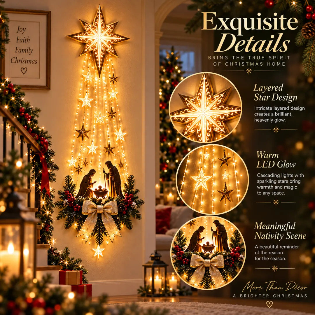 🎁Bethlehem Star Lighted Nativity Wall Christmas Decor