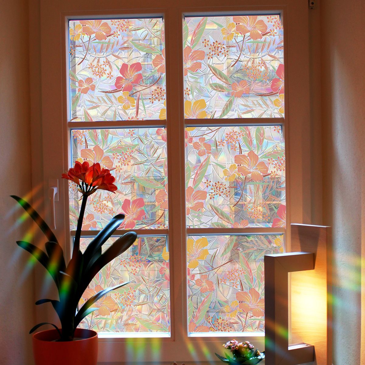 💐Colorful flowers, dazzling sunlight, double-sided visible glass decorative wall stickers