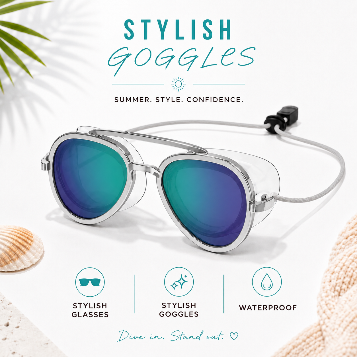🌊 Stylish Swim Goggles: Dive Into Summer, Glow Like the Sun ✨