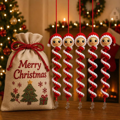 ☃️Crochet Snowman Spiral Ornament DIY Kit | Complete Beginner-Friendly Set with Soft Yarn, Crochet Hook, Festive Beads, Snowflakes & Step-by-Step Guide 🧶🎄✨