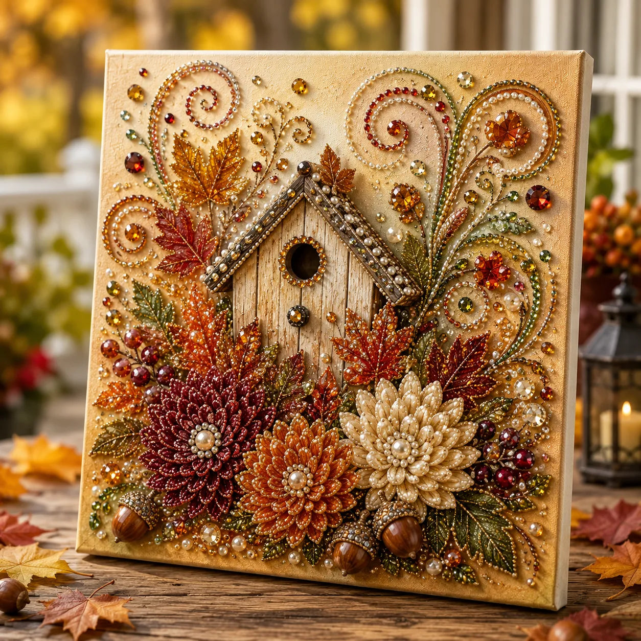 🔥🍂✨Autumn Pearl Painting Kit - Relaxing DIY Craft to Create Sparkling Fall Artwork