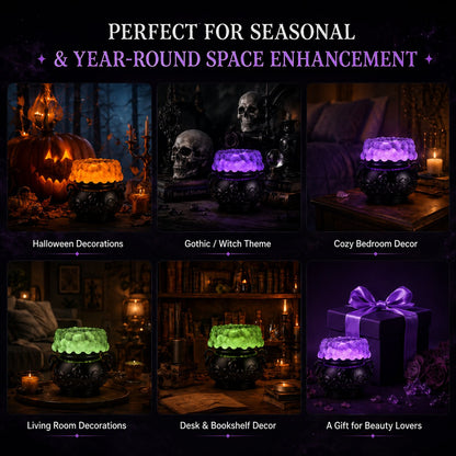 🔥Last Day 49% OFF - 👻✨Light-up Color-changing Cauldron Waterglobe 3-Wick Candle Holder