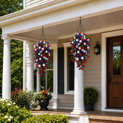 🏆Flash Sale-50% OFF⚡ 50K+ SOLD! Red, White & Blue Artificial Morning Glory Hanging Vines – 3-Piece Set