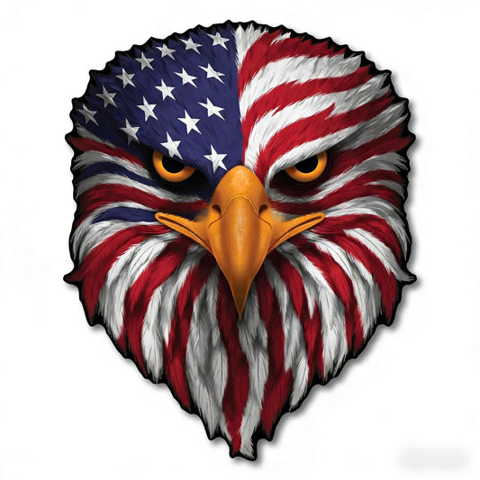 🦅 Reflective Eagle Eyes USA Flag Decal