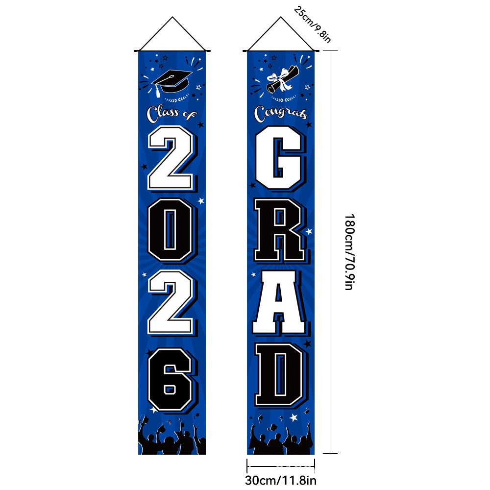 🎓Class of 2026 Graduation Banner | Congrats Grad Front Door Porch Decor for Graduation Party (✨Set of 2)
