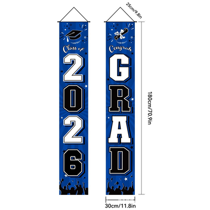 🎓Class of 2026 Graduation Banner | Congrats Grad Front Door Porch Decor for Graduation Party (✨Set of 2)