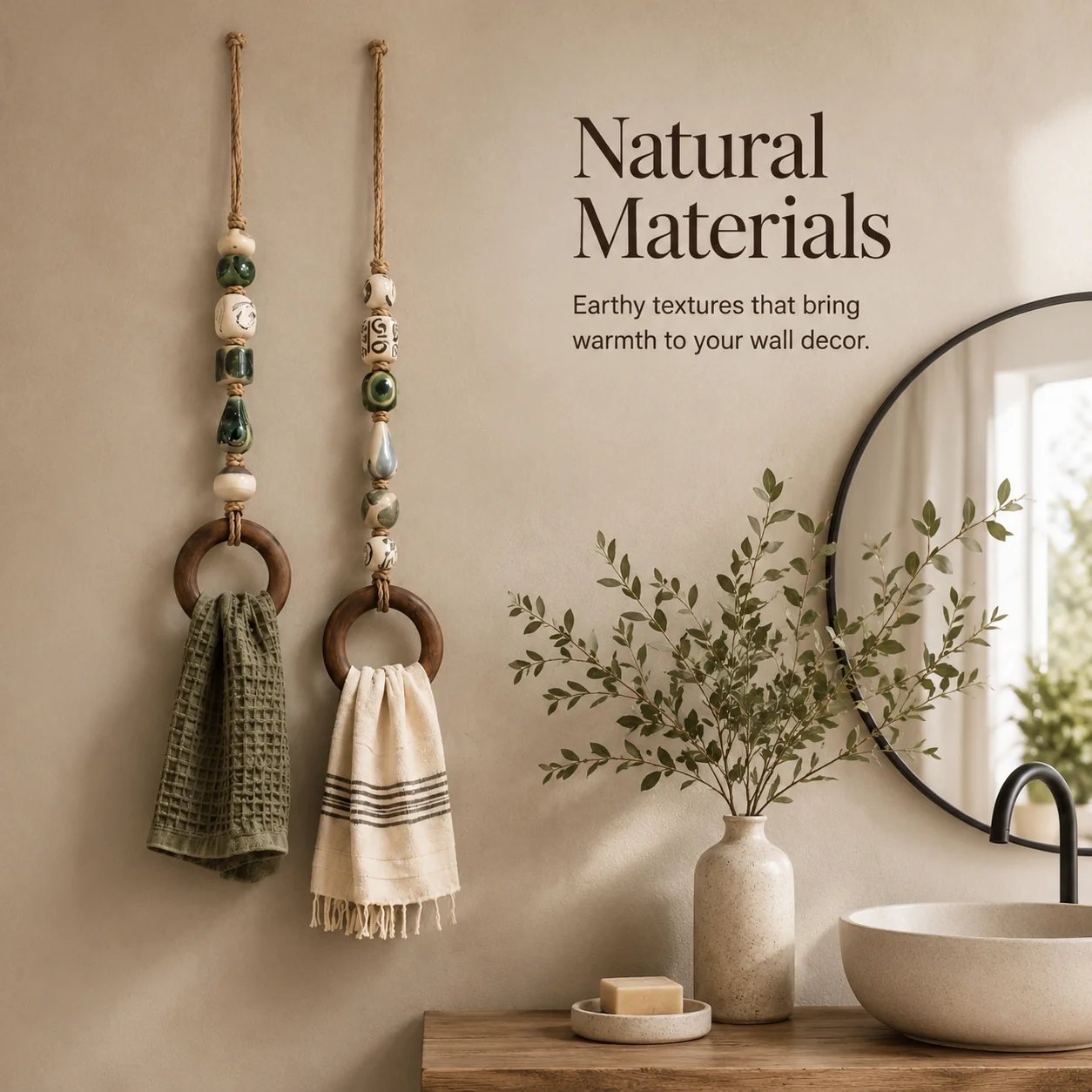 ✨Decorative Beaded Towel Hanger with Wooden Ring(📦Buy 2 Free Shipping)