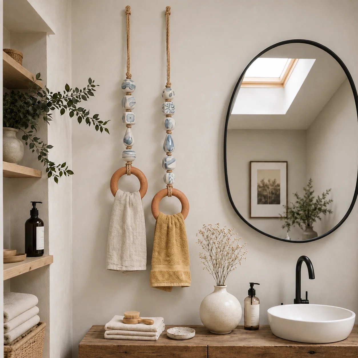 ✨Decorative Beaded Towel Hanger with Wooden Ring(📦Buy 2 Free Shipping)