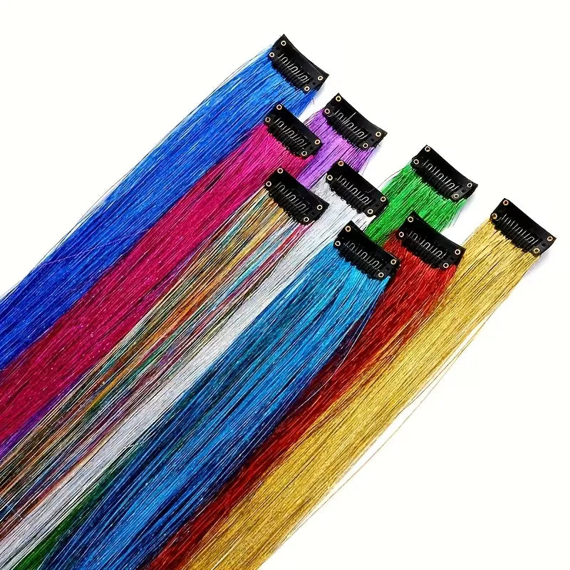 Sparkling Fairy Hair Tinsel Extensions 🌈 Heat-Resistant Glitter Strands for Women ✨