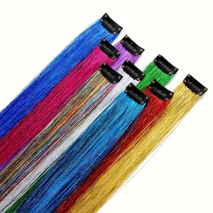 Sparkling Fairy Hair Tinsel Extensions 🌈 Heat-Resistant Glitter Strands for Women ✨