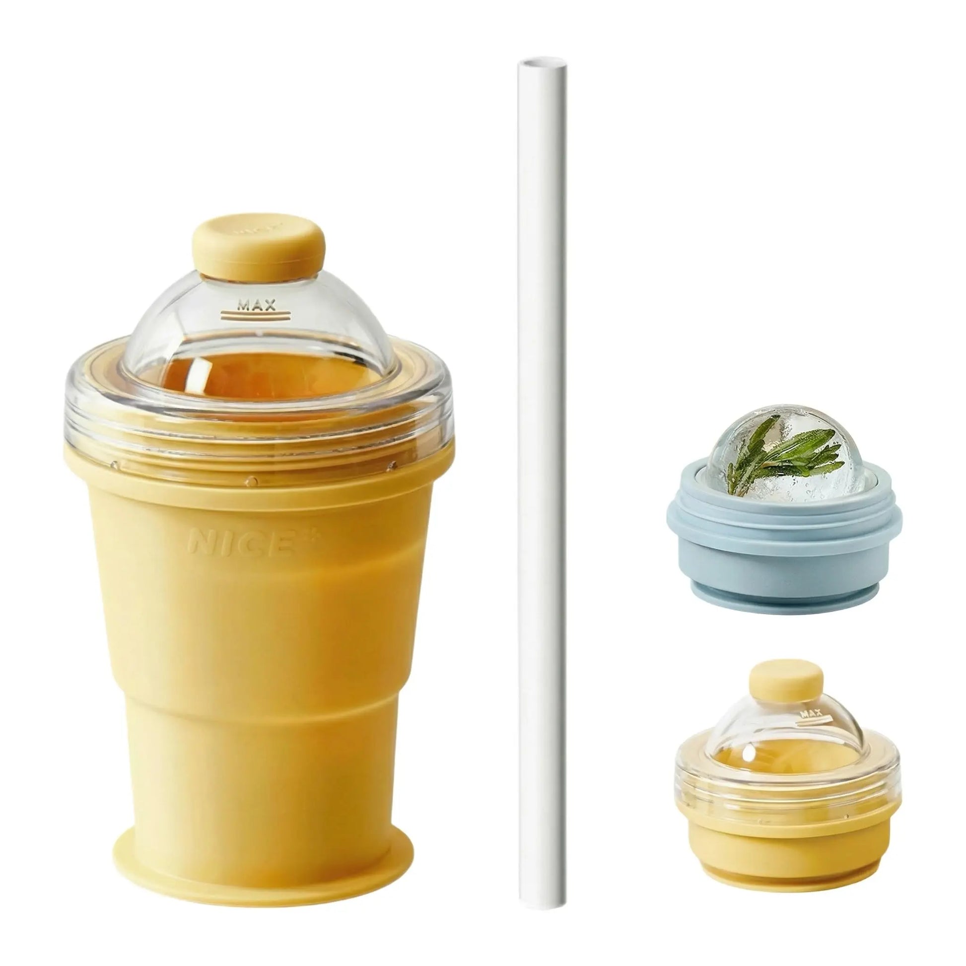 🧊Folding Ice Hockey Cup – Portable Silicone Whiskey Ice Sphere Maker & Drink Cup 🍹