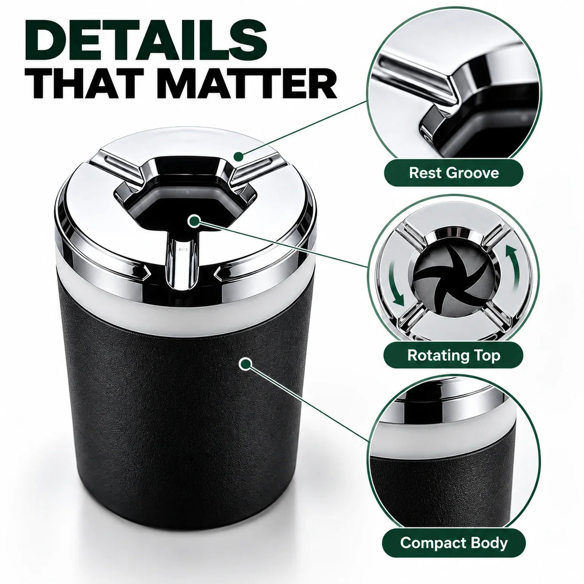 Vehicle-Mounted Rotating Sealed Lid Car Ashtray