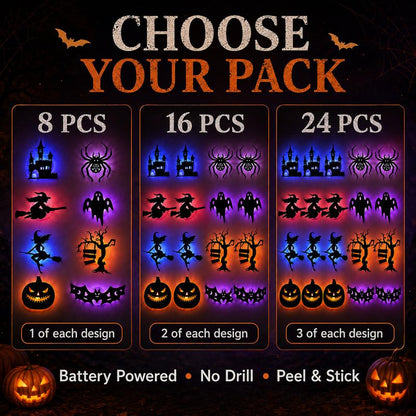 🎃 Battery-Powered Halloween LED Silhouette Wall Decorations