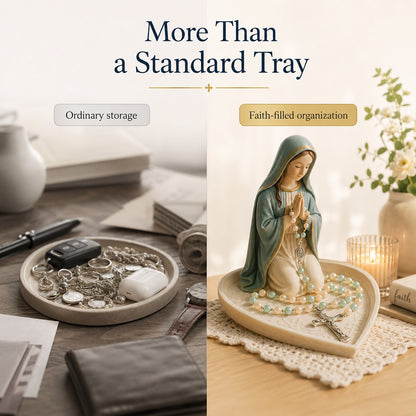 ✝️ HOT SALE 50% OFF - Graceful Faith Virgin Mary Ceramic Rosary Holder Keepsake Tray