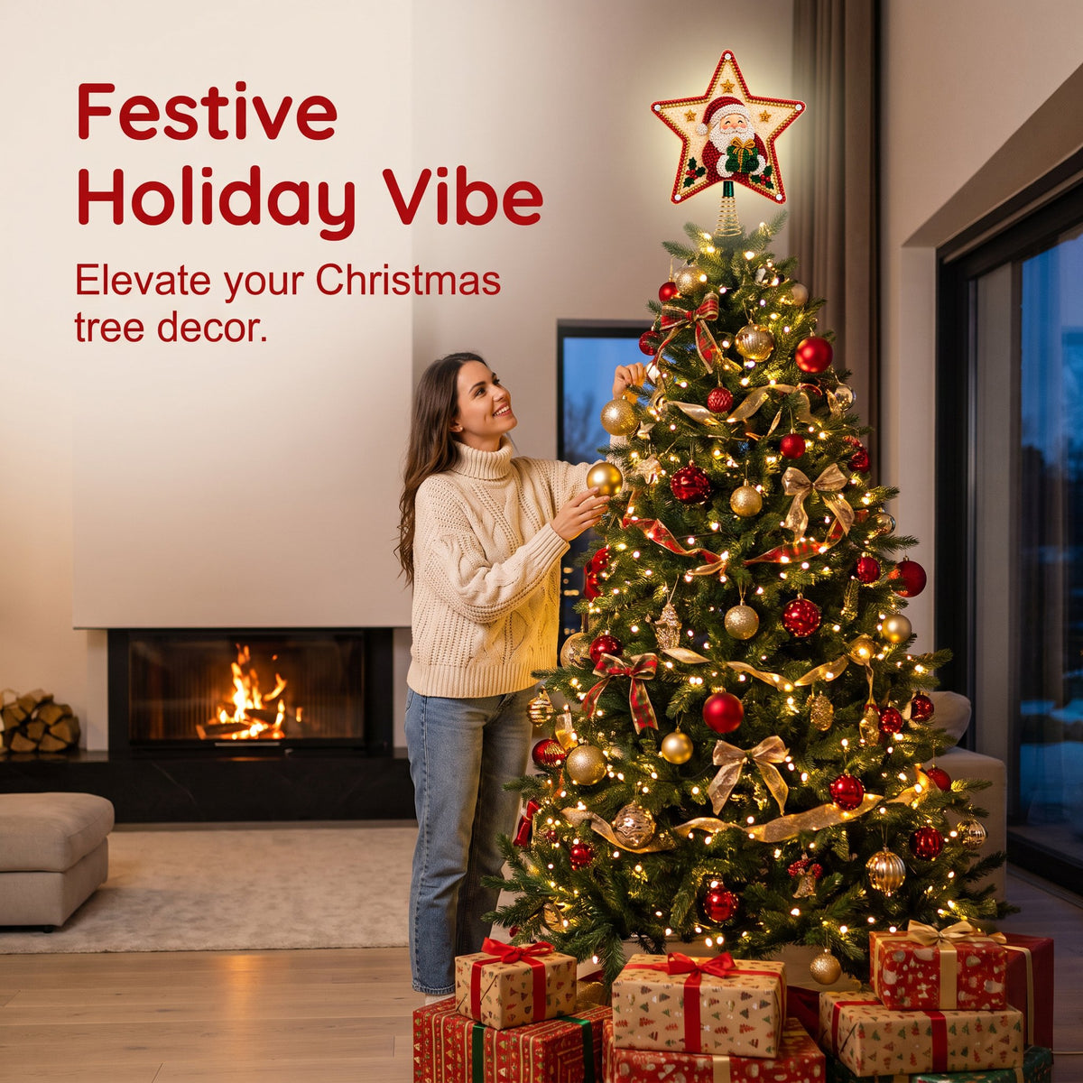 🏆Hot Sale⚡DIY Five-Pointed Star Diamond Painting Christmas Tree Topper