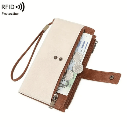 Women's RFID Leather Long Wallet - Stylish Clutch👛