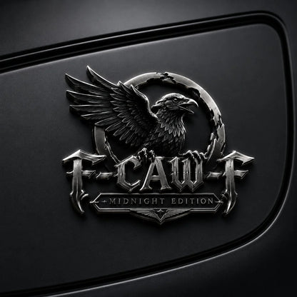 🦅 F-CAW-F Midnight Edition Metal Emblem - Premium Raven Badge For Drivers With Attitude