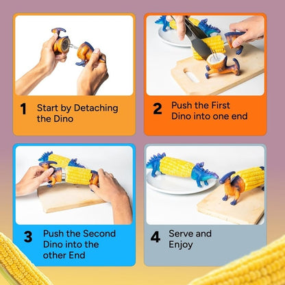 🦖 Dinosaur Corn Holders – Fun, Reusable & Stainless Steel Corn Cob Picks