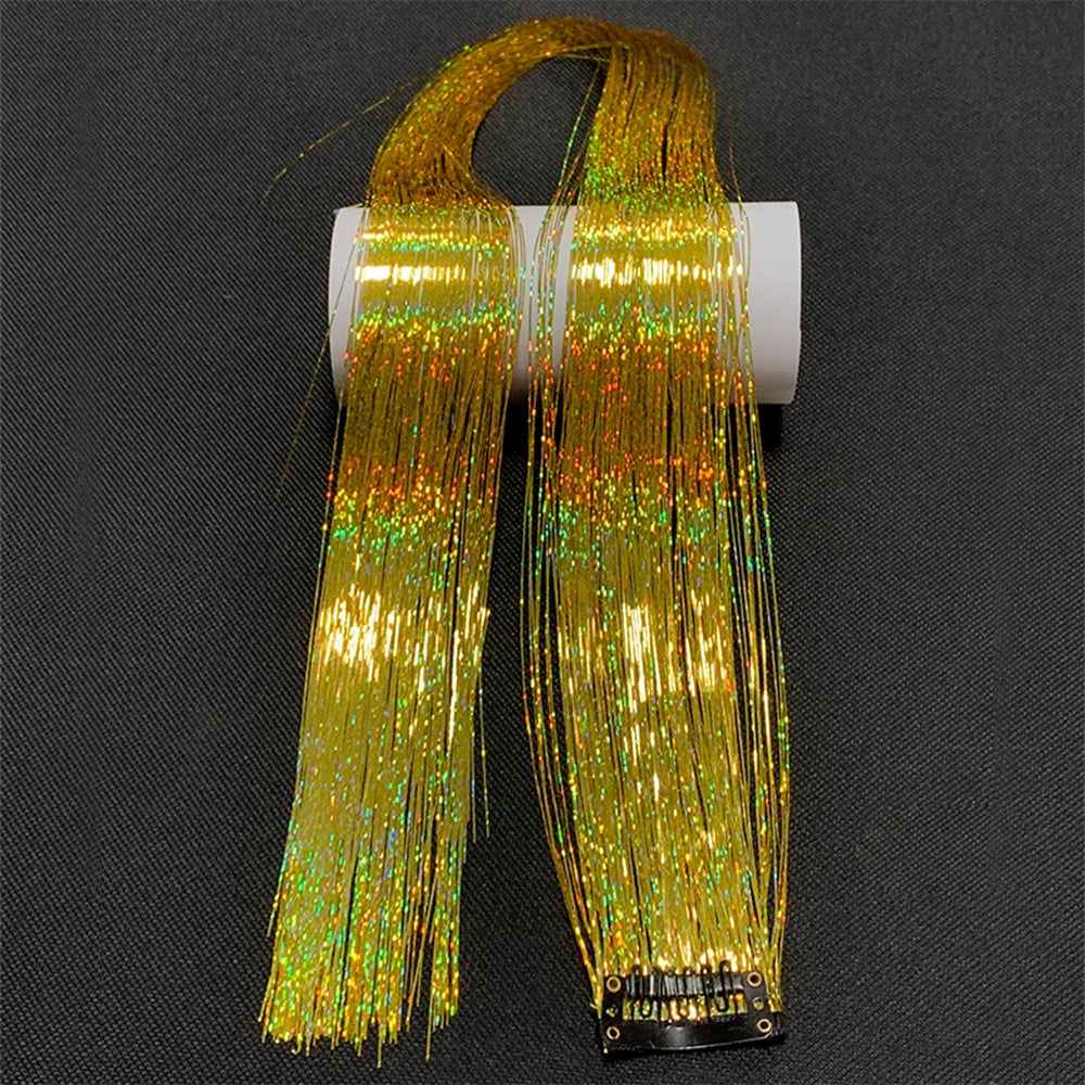 Sparkling Fairy Hair Tinsel Extensions 🌈 Heat-Resistant Glitter Strands for Women ✨