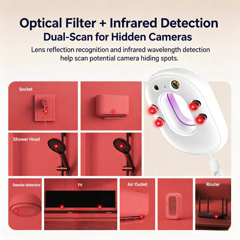 2nd Gen Hidden Camera Detector – Infrared Lens Finder with 3D Spatial Chip & Spectrum Scanning