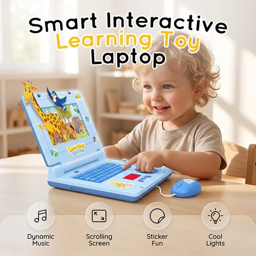 🔥Hot Sale 49% OFF🔥 Interactive Simulation Toy Laptop – Pretend Play Computer with A-Z Keyboard & 1-10 Number Keys, 55+ Songs Lights Sounds, 5 Learning Modes (ABC/Numbers/Music/Games/Messages), Foldable with Handle