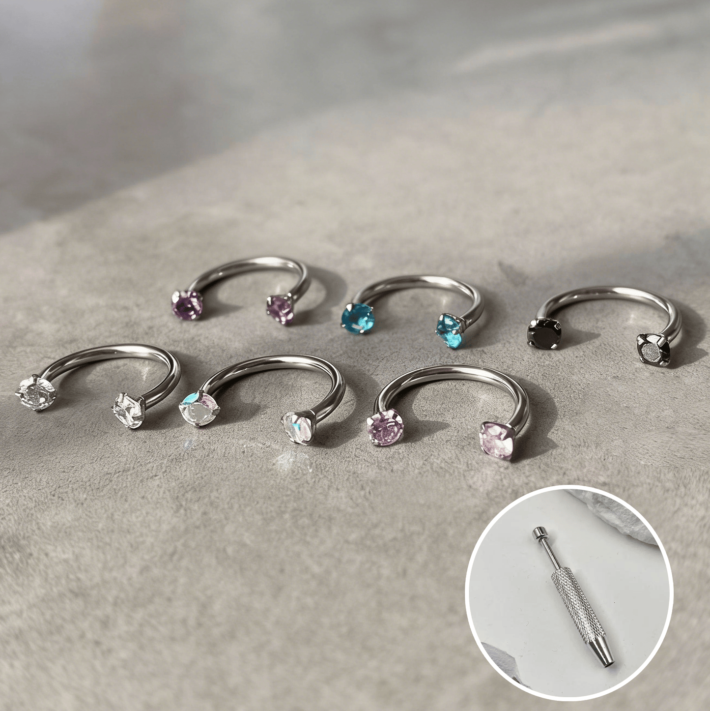 Horseshoe Gem Nose Ring – Internally Threaded & Comfortable