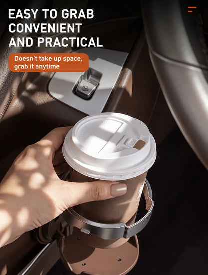 Universal Foldable Car Cup Holder with Hook – Space-Saving Vehicle Drink Organizer
