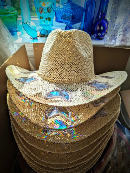 🌙🧡 Suncatcher Cowgirl Straw Prism Hat