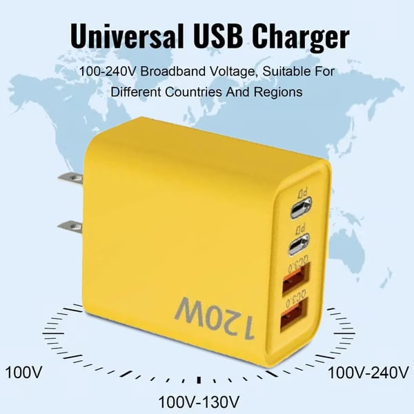 ⚡ Buy 1 Get 1 Free(2 Pcs) 🔥 Portable Fast Charger. Type C/USB A Dual Ports Adapter.4 in 1 Fast Charging Cable & Data Sync