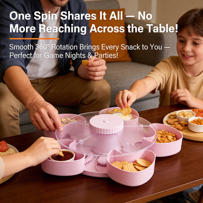 ✅ Rotating 5-Compartment Snack Tray👉Divided Spin & Snack Serving Tray
